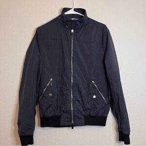 VALENTINO Bomber Jacket Navy Blue full zip designer coat size small
